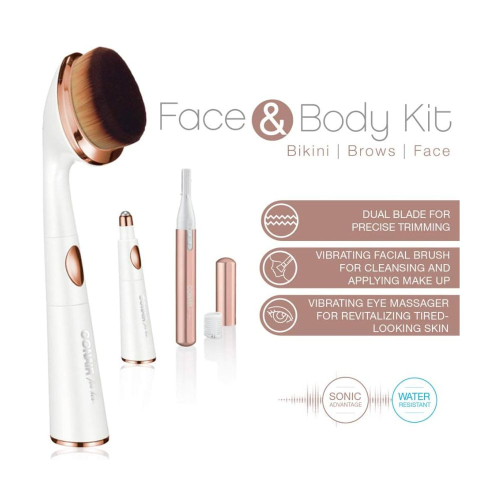 Kit de Belleza Facial y Corporal con Recortadora, Masajeador de Ojos y Cepillo Facial Colo…