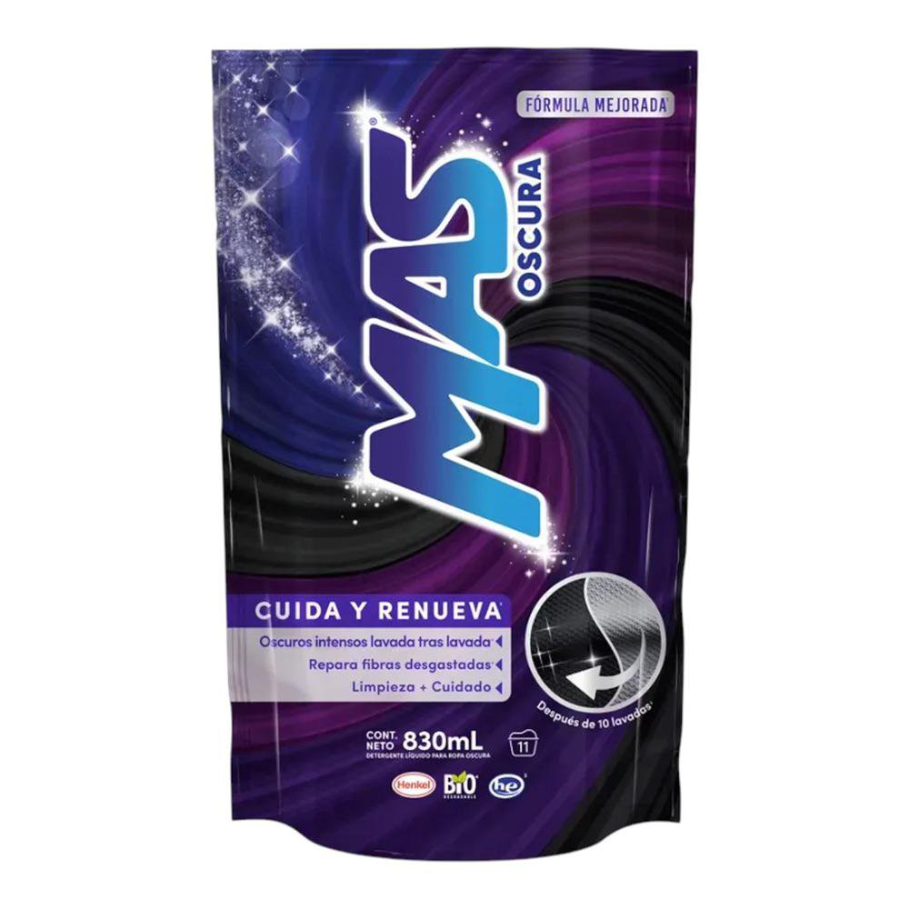Detergente Líquido Mas para Ropa Oscura Doypack 830 ml