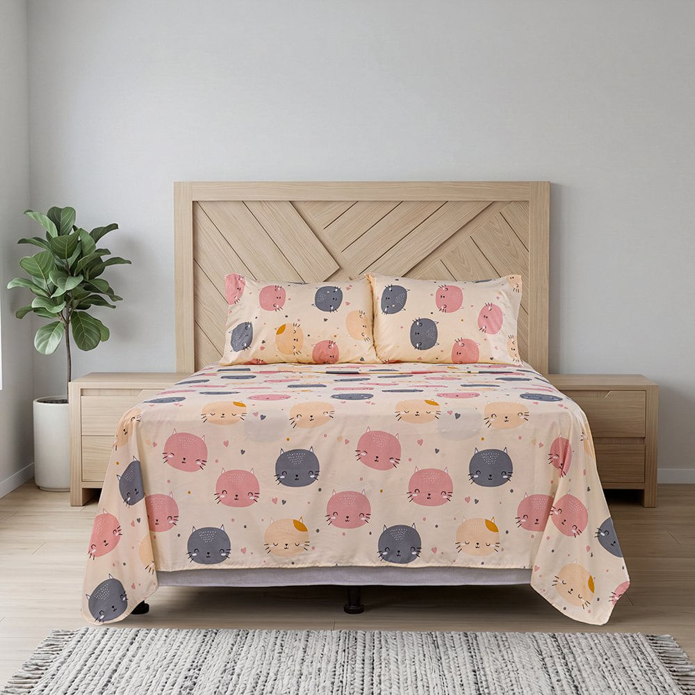 Set de Sábanas Diseño Gatitos Tamaño Imperial