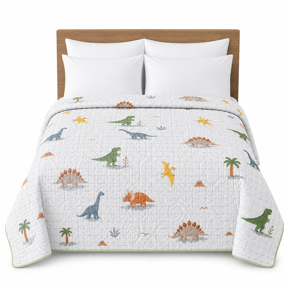 Cubrecama Pinsonic Tamaño Matrimonial con Diseño Dinos