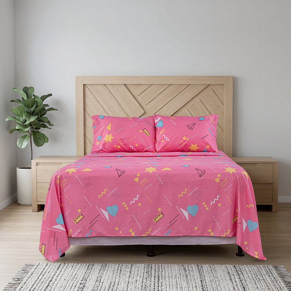 Set de Sábanas Rosadas para Niña Tamaño Full Queen