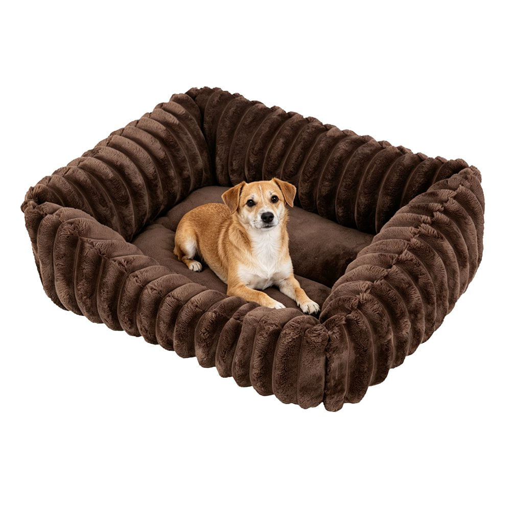 Cama Tipo Nido para Perro de Poliéster 26 x 22 Cm con Bordes Elevados Color Café