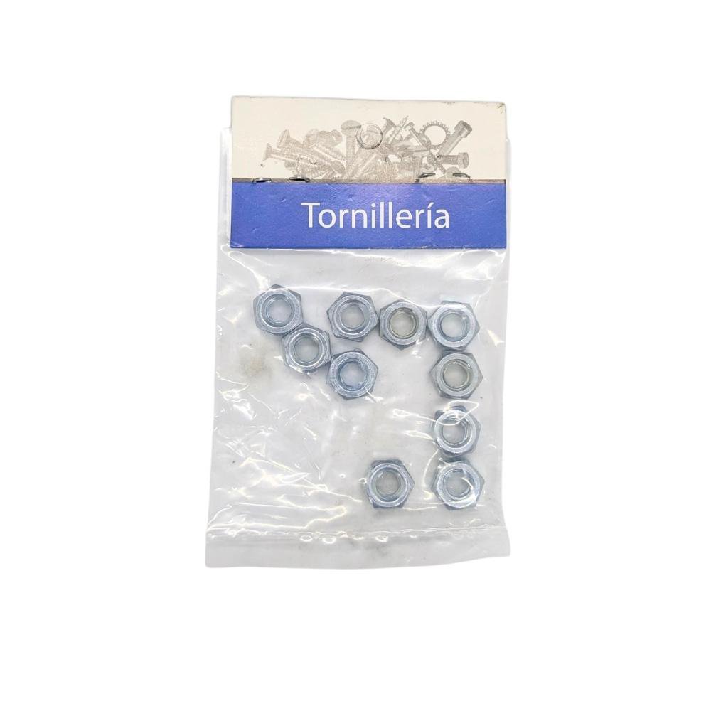 Tuerca Hexagonal de Acero Grado 2 Galvanizado NC 1/4 Plg 20 Hilos Bolsa con 10 Piezas