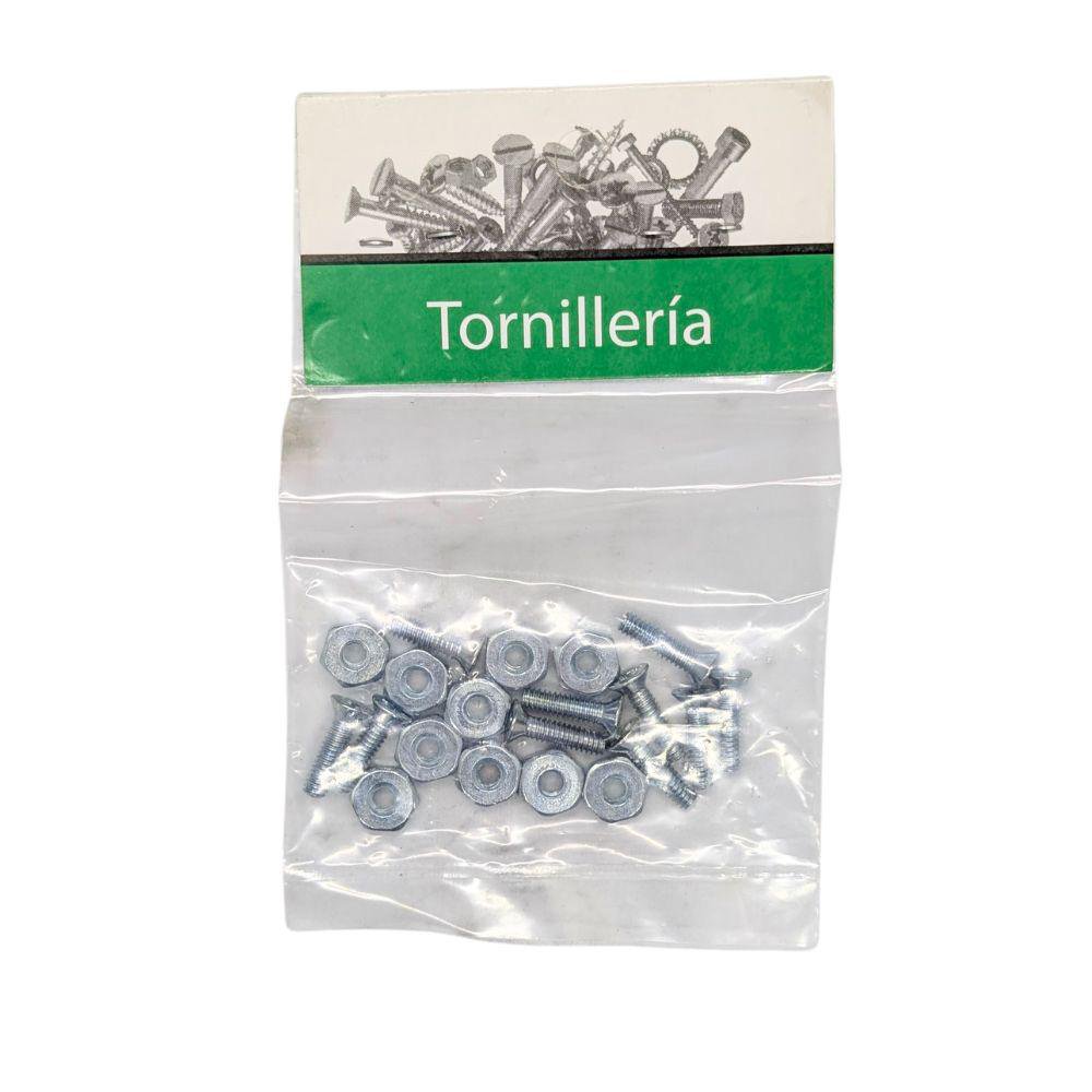 Tornillos Tipo Estufa Galvanizados 1/8 x 1/2 Plg con Tuerca en Bolsa de 10 Unidades
