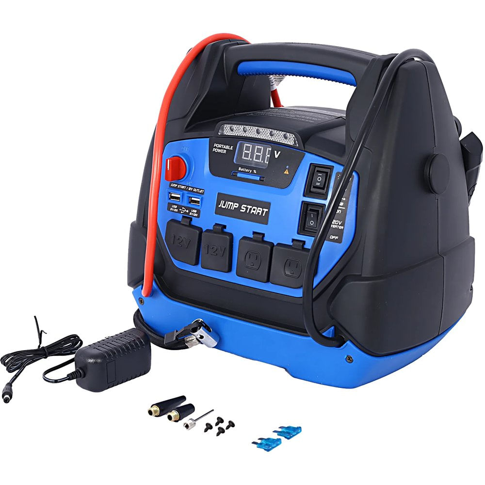 Arrancador de Batería para Carro con Compresor de Aire de 1250 A y 18 Ah