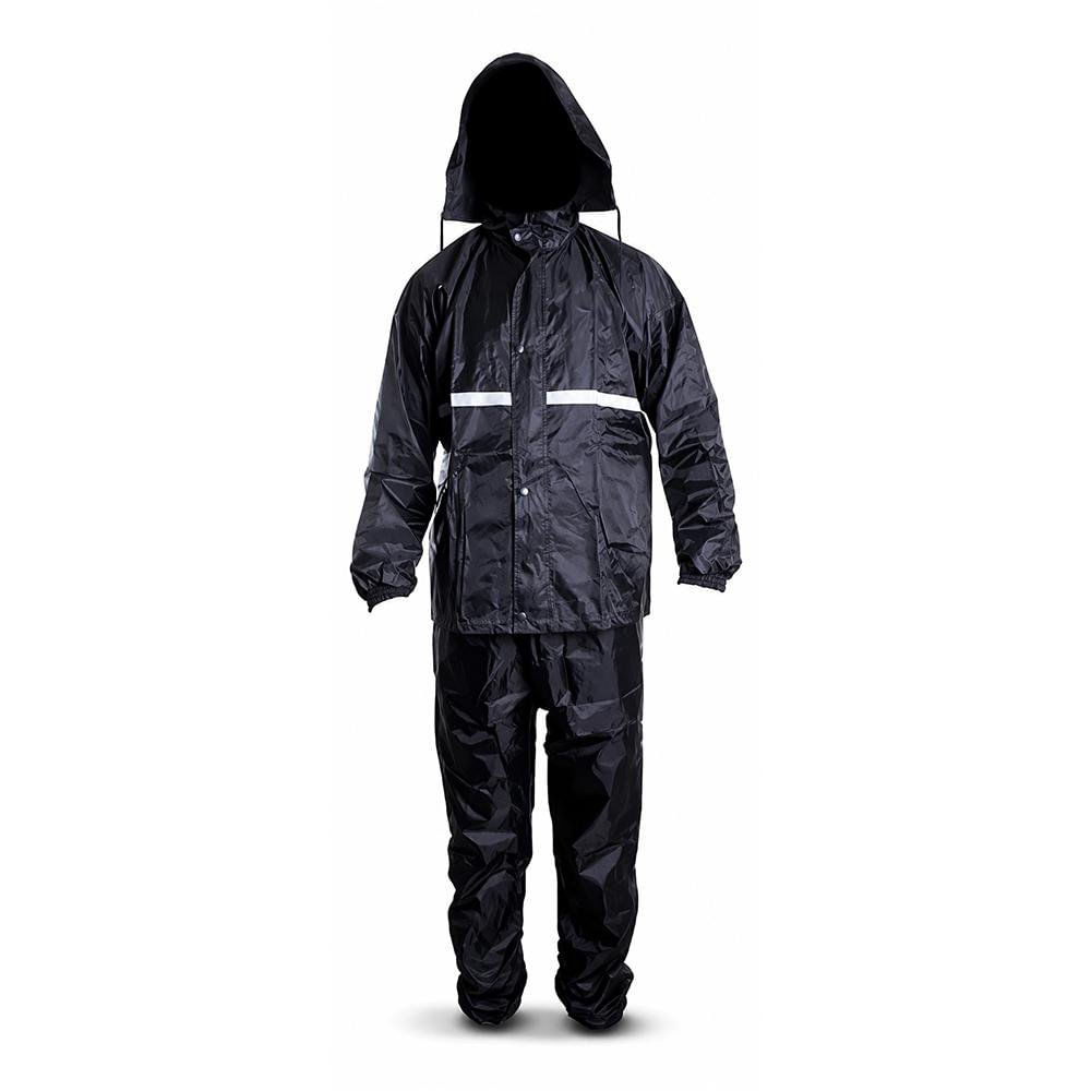 Traje Impermeable de 2 Piezas con Capucha Color Negro - Varias Tallas XL