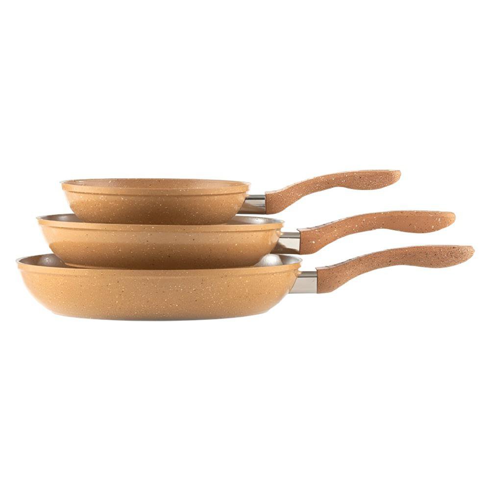 Set de 3 Sartenes Gravina de Mármol Antiadherente 20, 26 y 30 cm - Varios Colores Caramelo