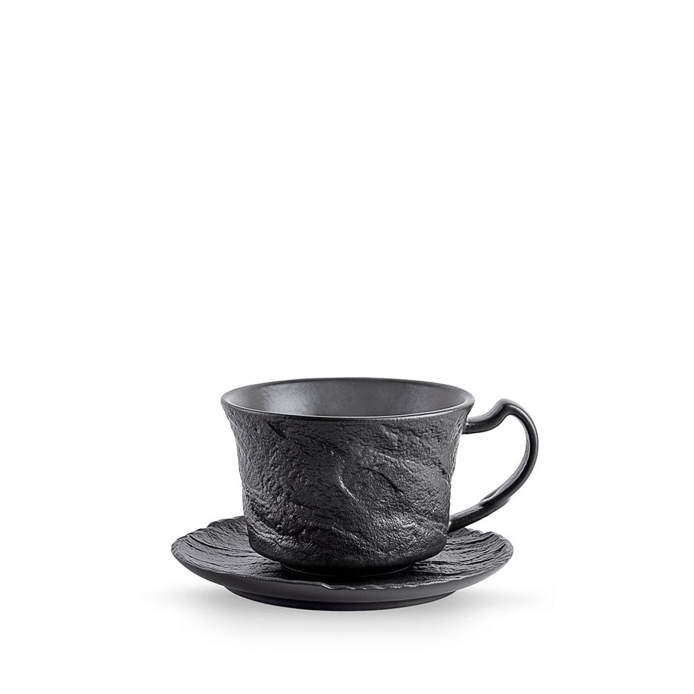 Taza Slate de Porcelana de 10 Oz con Plato y Asa Color Negro