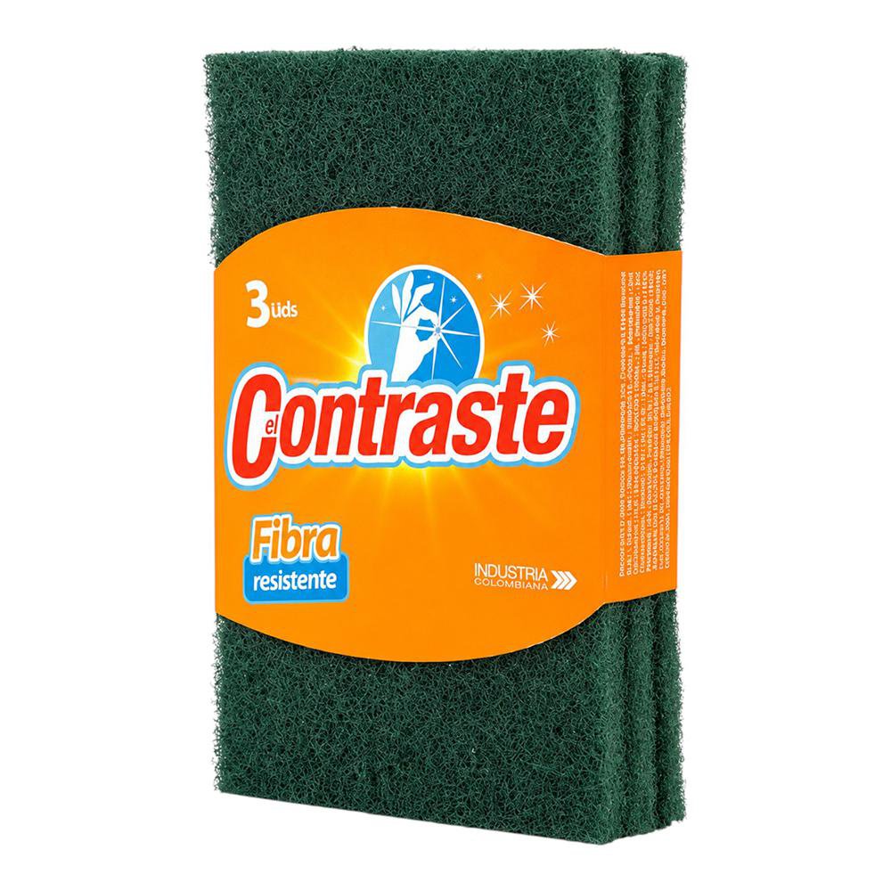 Esponja de Fibra Multiuso Resistente Color Verde 3 Unidades