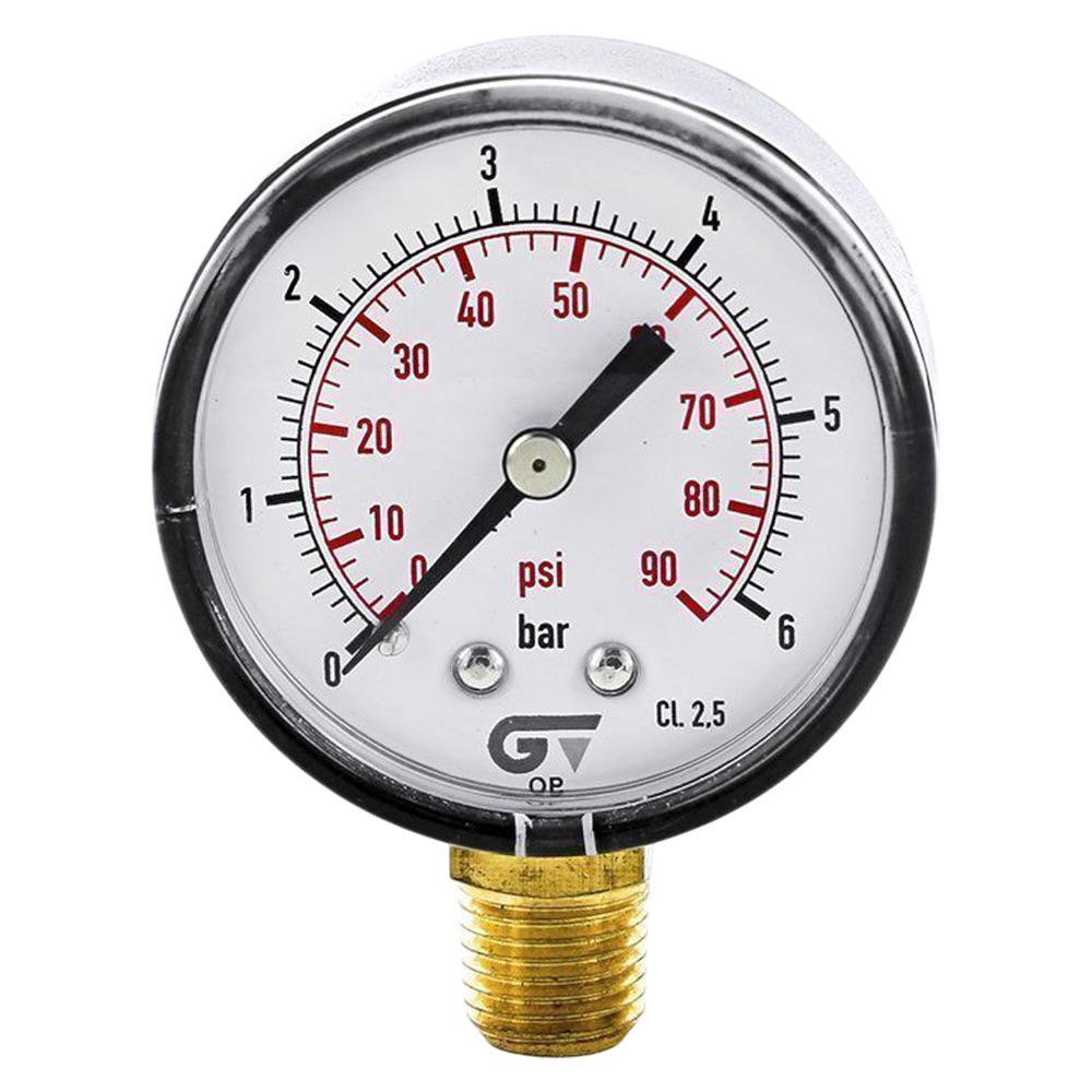 Manómetro Seco 0-90 PSI Salida Inferior Rosca 1/4 Plg