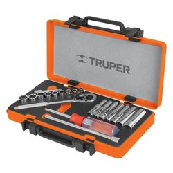Set De Copas Y Accesorios Raíz 1/4 Plg 21 Piezas - Truper