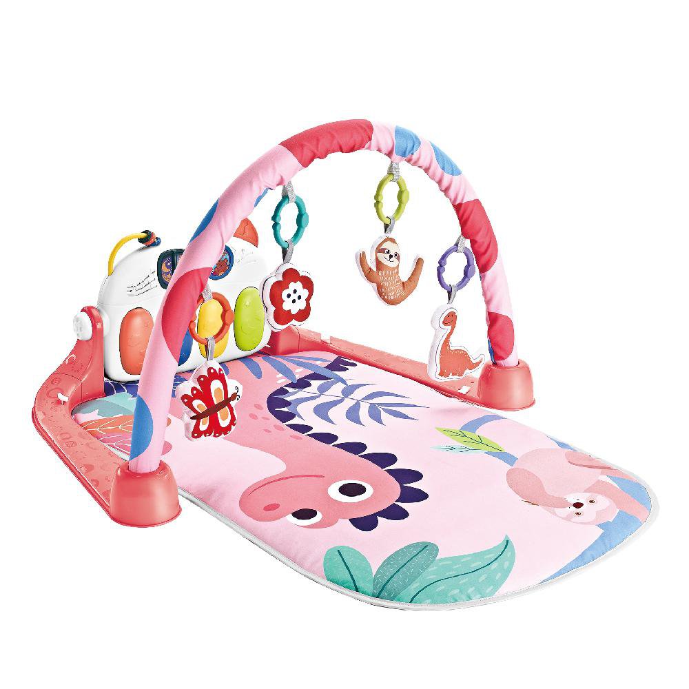 Gimnasio Interactivo Rectángulo Diseño de Dinosaurios con Piano Color Rosado