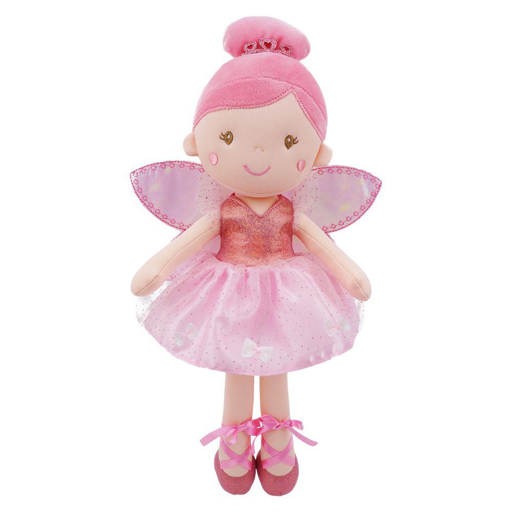 Muñeca de Peluche Hada Rosada con Alas y Vestido de Princesa