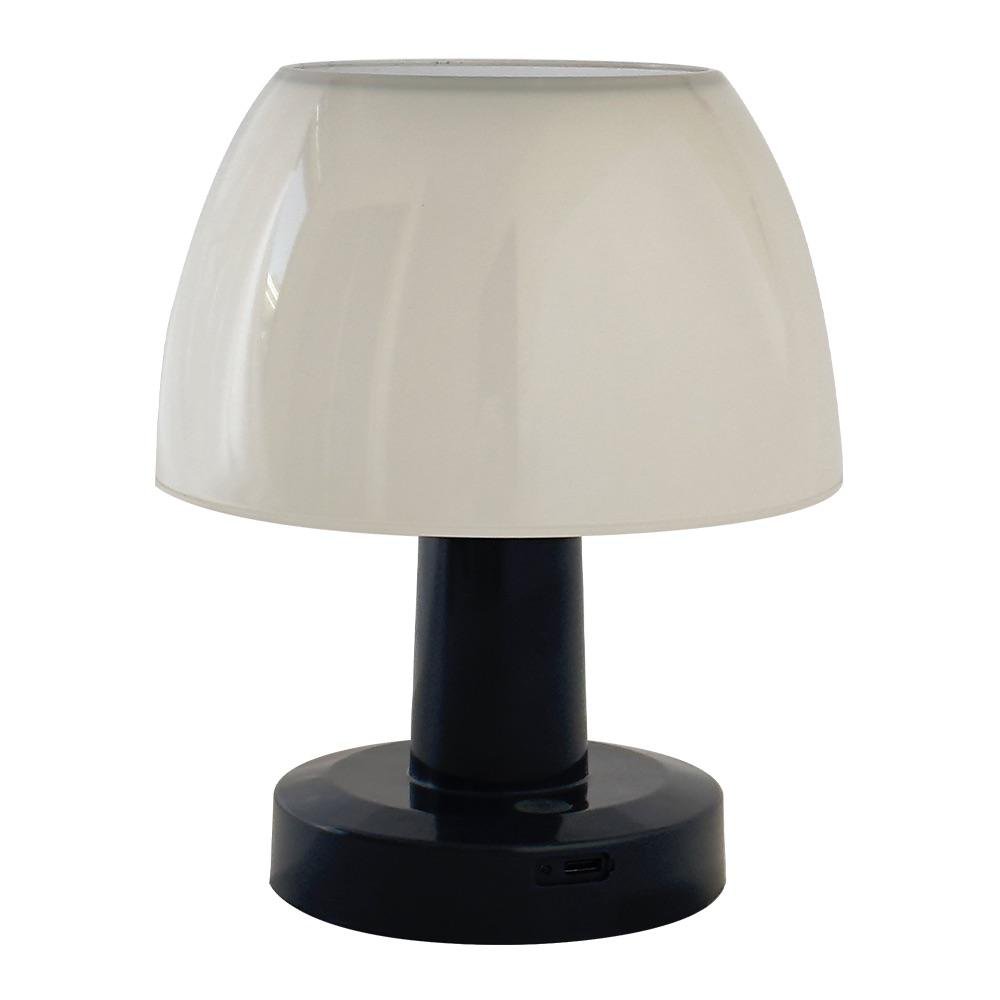 Lámpara de Mesa Solar LED Recargable con Pantalla Blanca y Base Negra