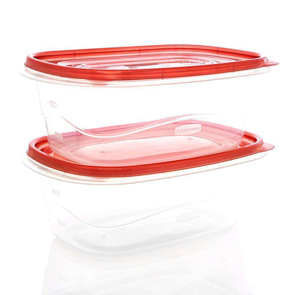 Set de 2 Contenedores Rectangulares Apilables con Tapadera Flexible Color Rojo