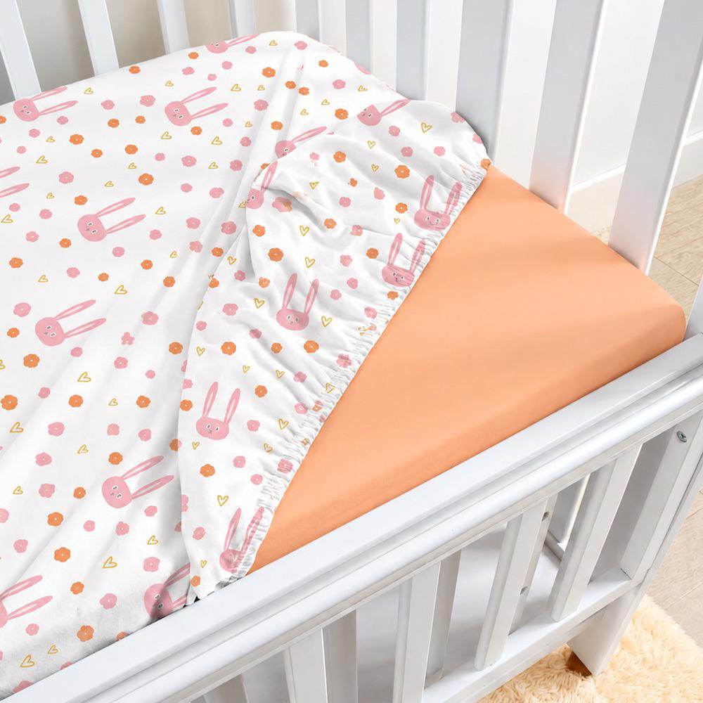 Set de 2 Sábanas Ajustables para Cuna Peach 140 x 70 cm