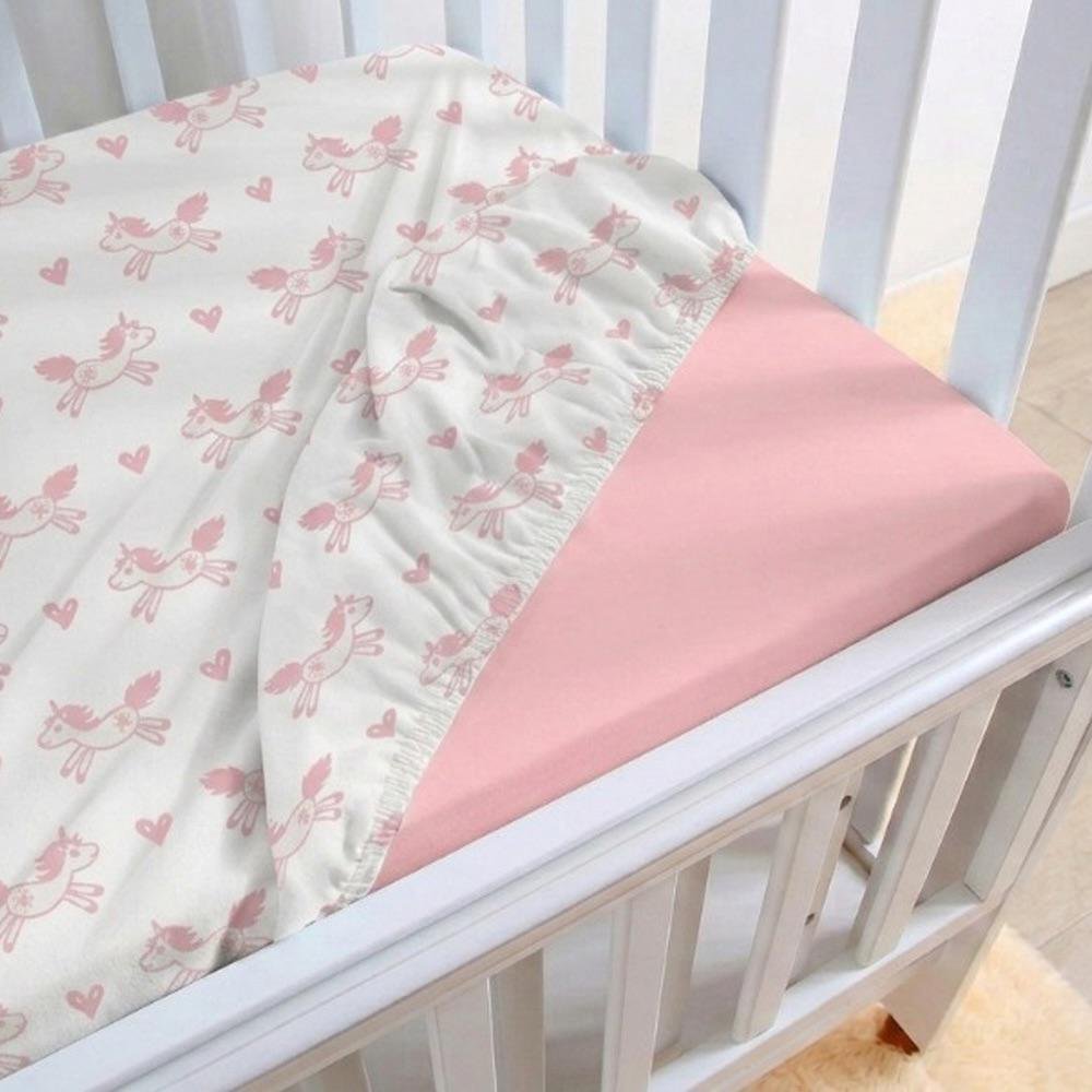 Set de 2 Sábanas Ajustables para Cuna Rosadas 120 x 60 cm