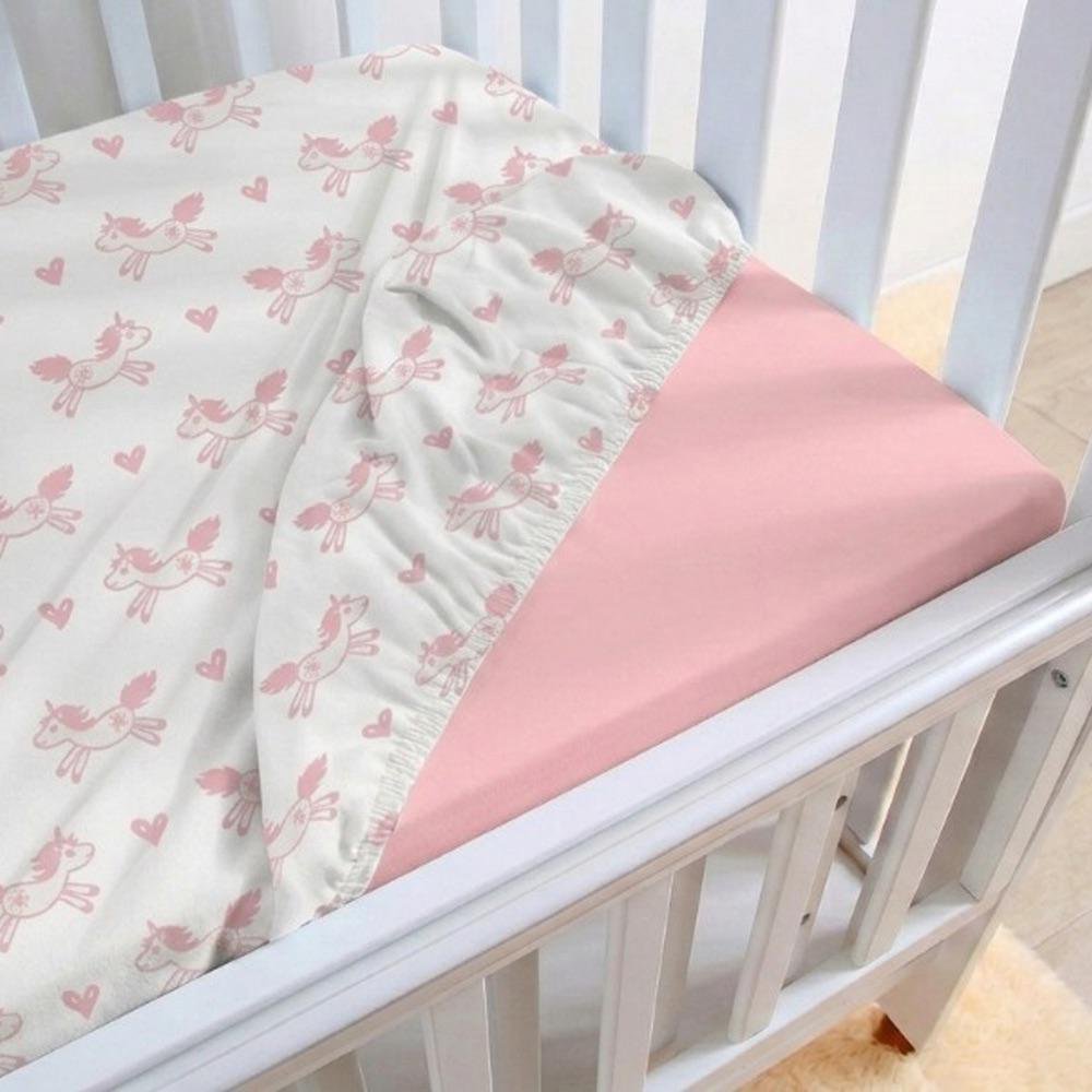 Set de 2 Sábanas Ajustables para Cuna Rosadas 40 x 80 cm