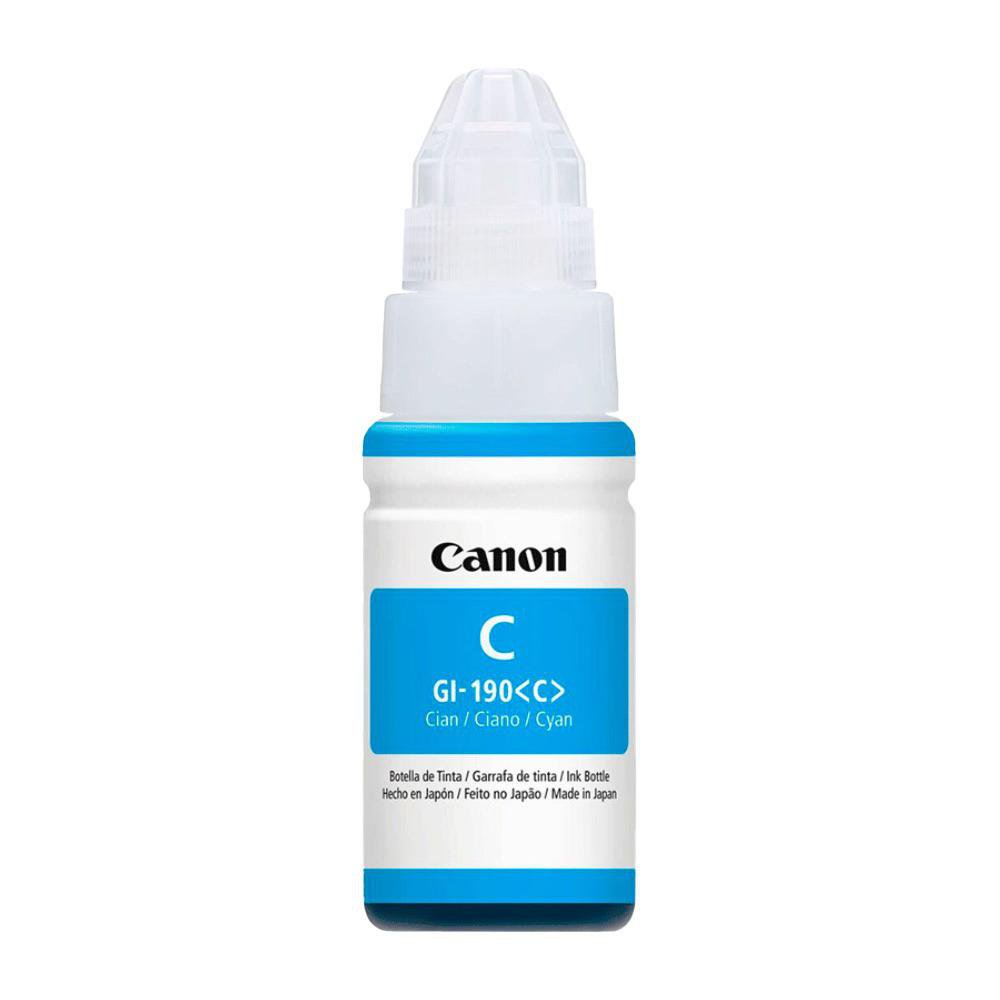 Botella de Tinta Canon GI-190 Cian de 70 mL para Impresoras PIXMA G Series