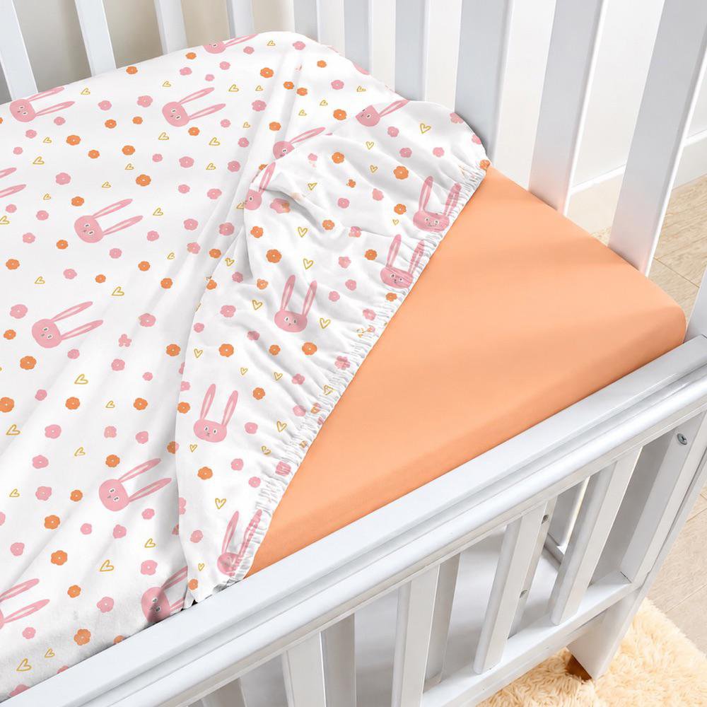 Set de 2 Sábanas Ajustables para Cuna Peach 40 x 80 cm