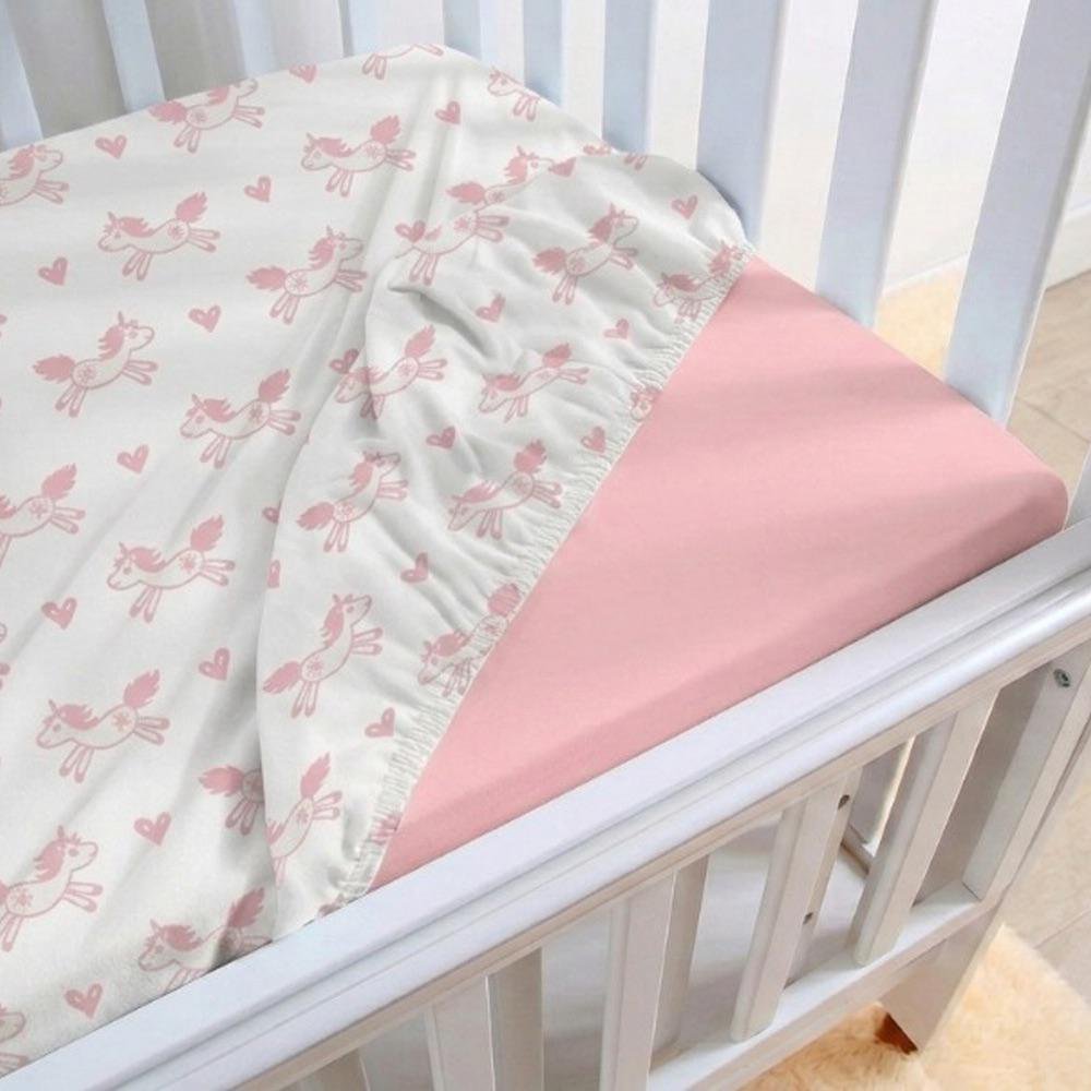 Set de 2 Sábanas Ajustables para Cuna Rosadas 140 x 70 cm