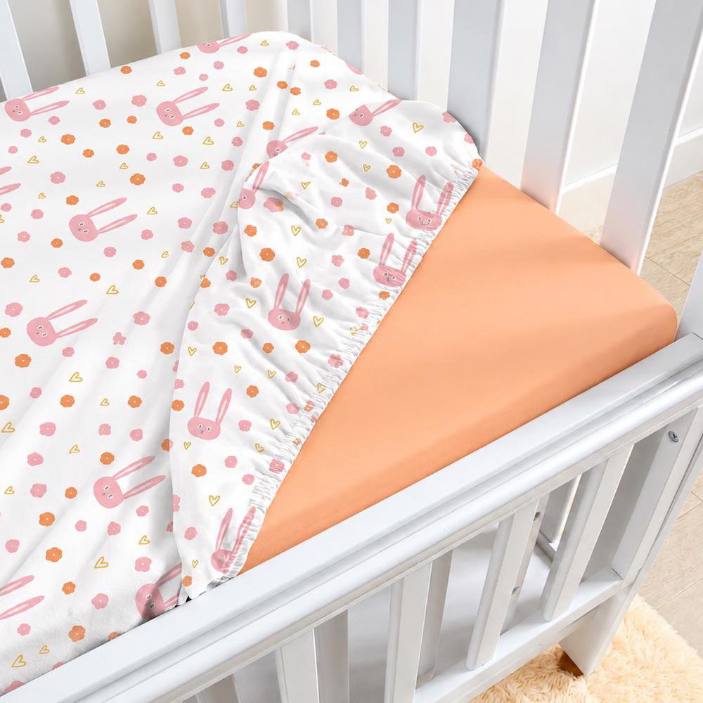 Set de 2 Sábanas Ajustables para Cuna Peach 120 x 60 cm