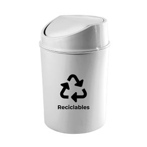 Basureo Blanco para Reciclables con Tapa Vaivén de Plástico