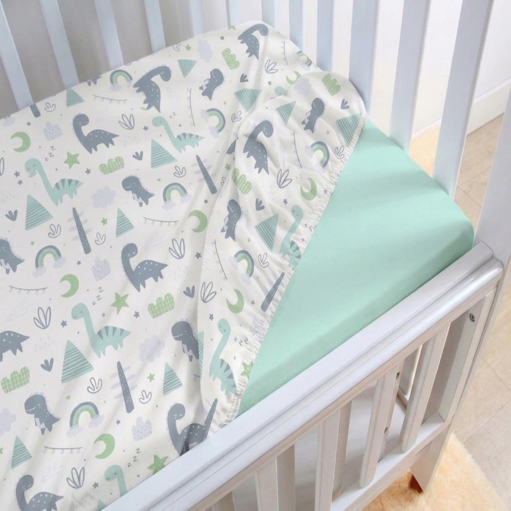 Set de 2 Sábanas Ajustables para Cuna Verdes 120 x 60 cm