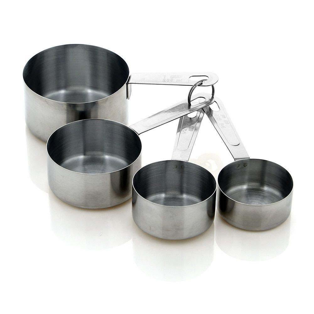 Set de 4 Tazas Medidoras de Acero Inoxidable Color Plateado