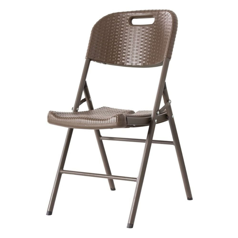 Silla Plegable de Plástico Estilo Ratán 45 x 50 x 87 cm Color Café Silla Plegable Plástica Ratán Café para Exterior de 45 x 50 x 87 cm