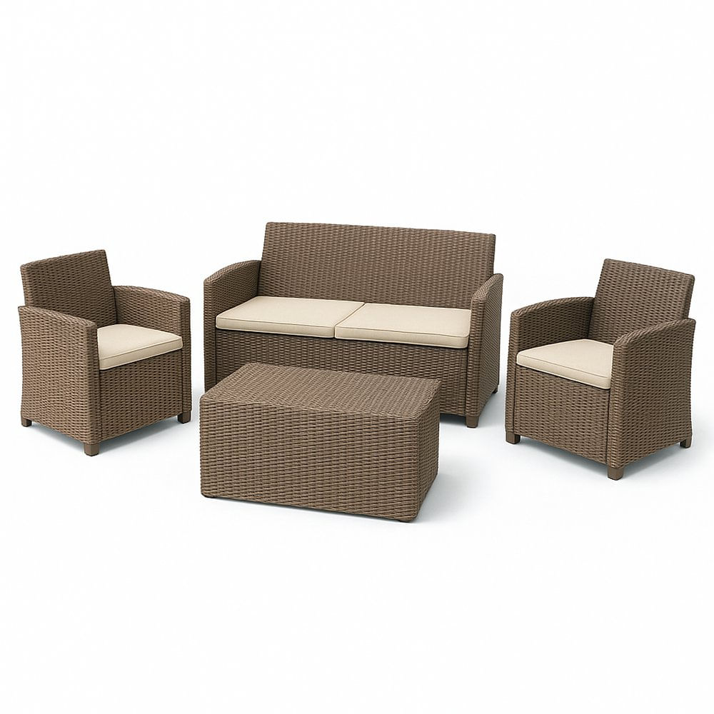 Set de Muebles de Exterior Mia 4 Piezas Color Capuccino Set de Muebles Mia Capuccino de Ex…