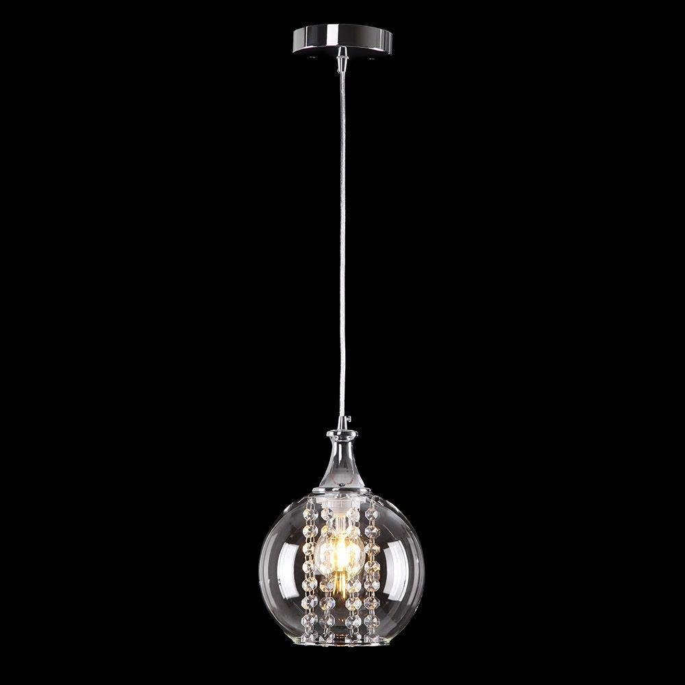 Lámpara Colgante Individual Esfera Vidrio Transparente Lámpara Colgante Cromo/Vidrio 1Bomb…