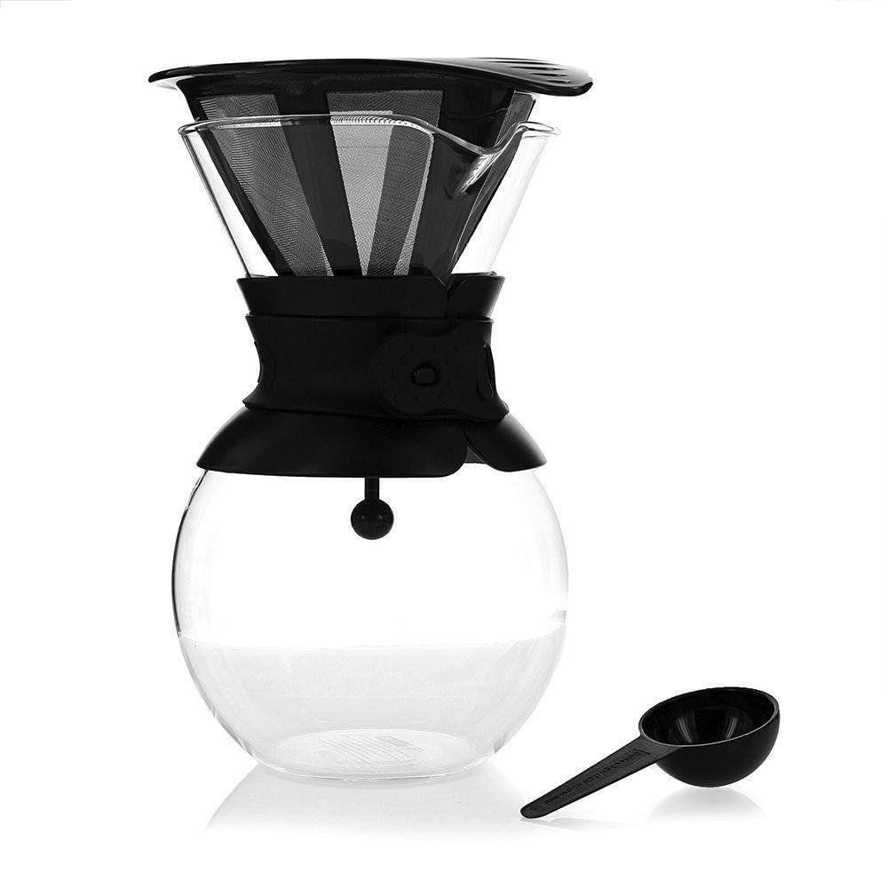 Cafetera Pour Over de 1 L de Vidrio con Filtro Permanente de Acero