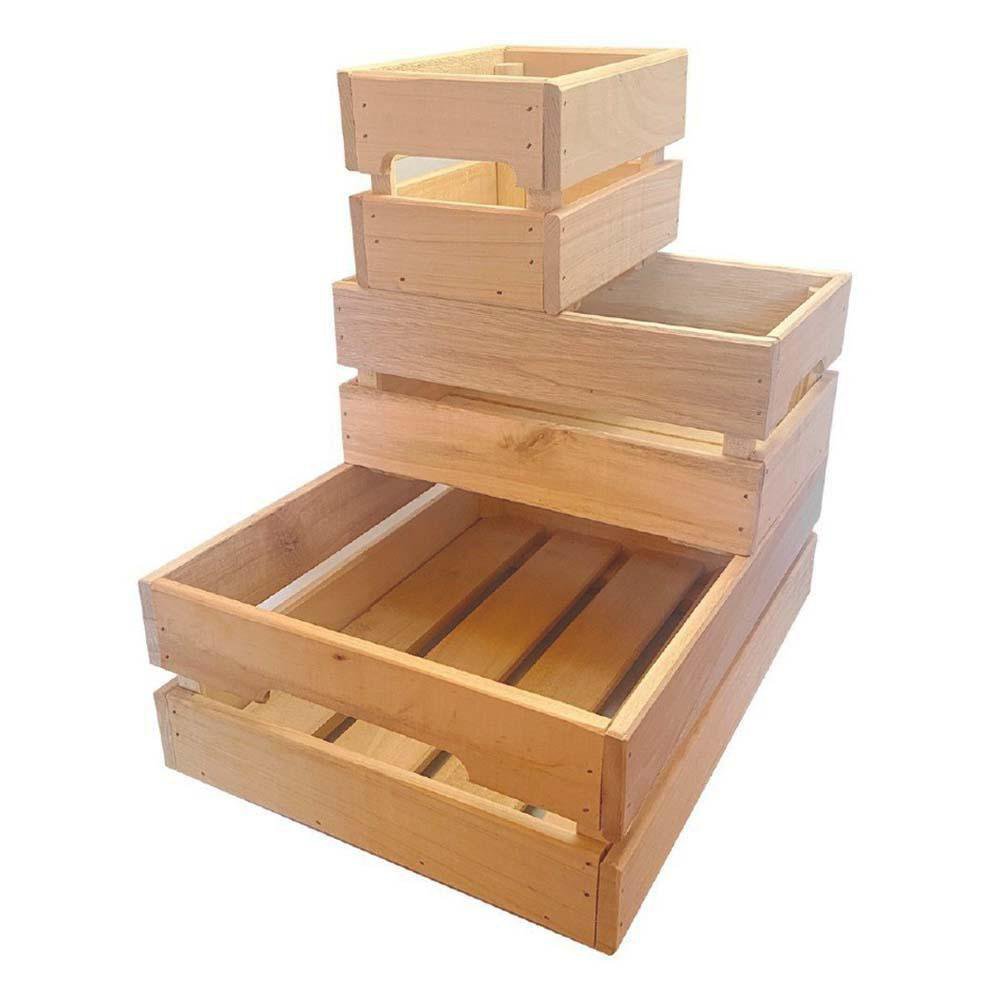 Set de 3 Cajas de Madera Color Café