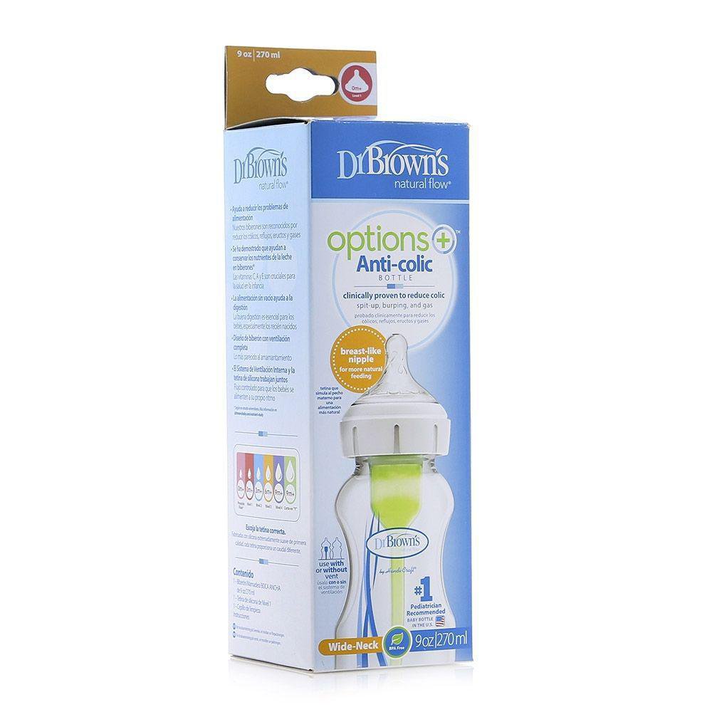 Pacha Options+ Anticólicos con Boca Ancha de 9 Oz para 0+ Meses Pacha Anticólicos Options+ Boca Ancha 270 Ml