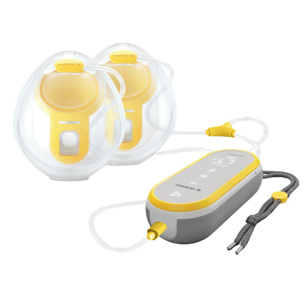 Extractor de Leche Eléctrico Freestyle Doble con Copas Ultraligeras Color Blanco y Amarillo Extractor de Leche Eléctrico Doble Freestyle Manos Libres con Copas Ultraligeras