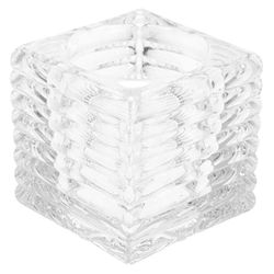 Porta Velas Cuadrado De Cristal 6 Cm