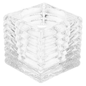 Porta Velas Cuadrado De Cristal 6 Cm