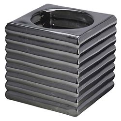 Portavelas Cristal 6x6 Cm Plata