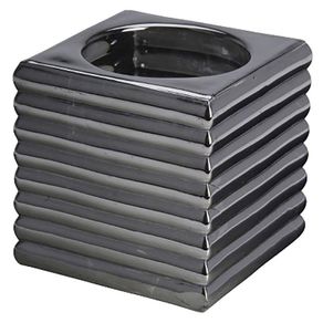 Portavelas Cristal 6x6 Cm Plata