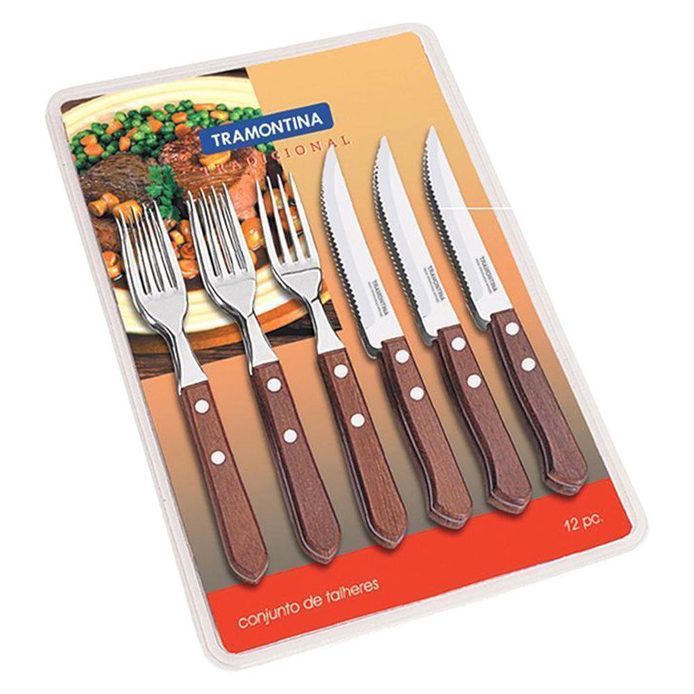 Set de 12 Cubiertos Tradicionales para Asado Color Café