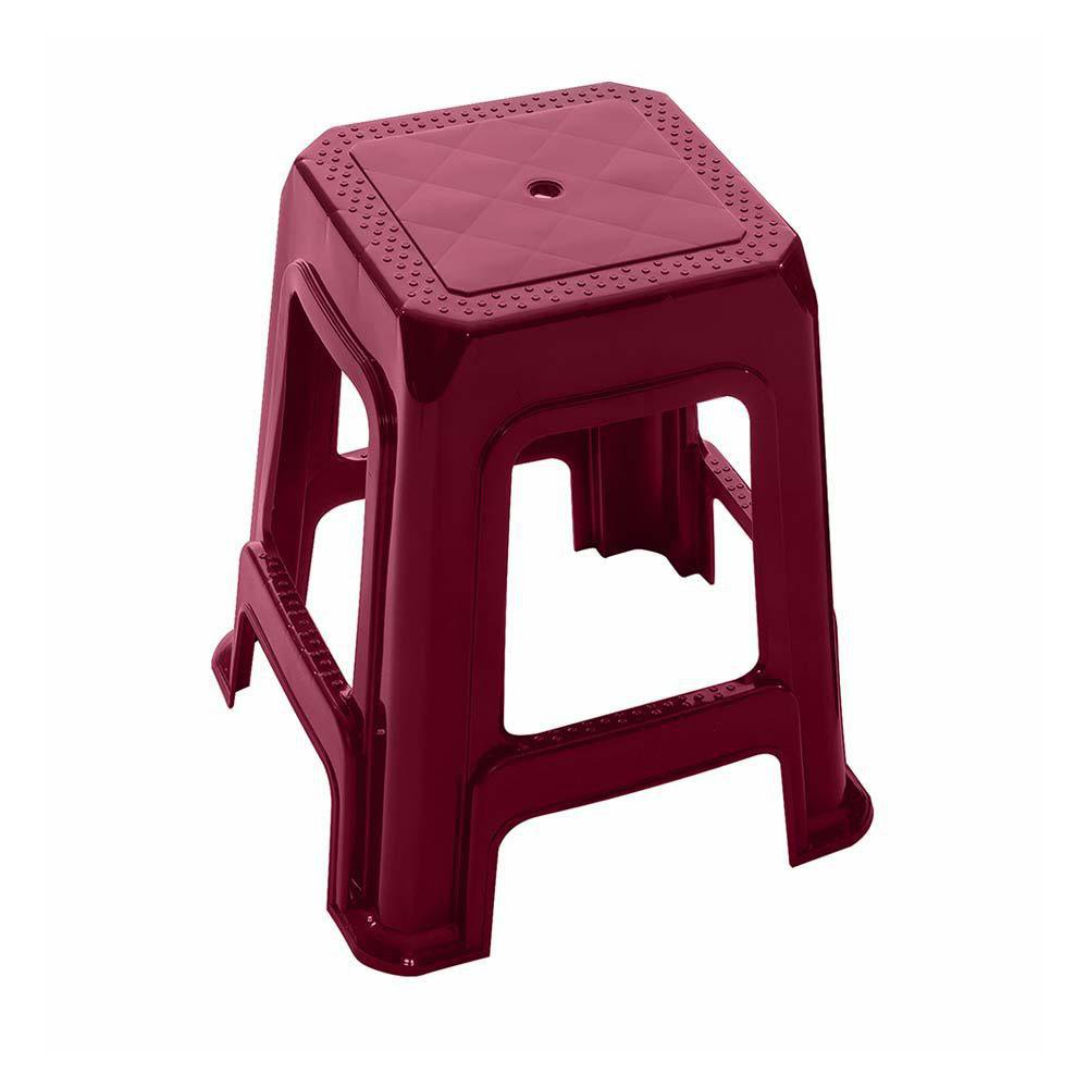 Banco de Plástico Cuadrado Resistente Rojo Vino