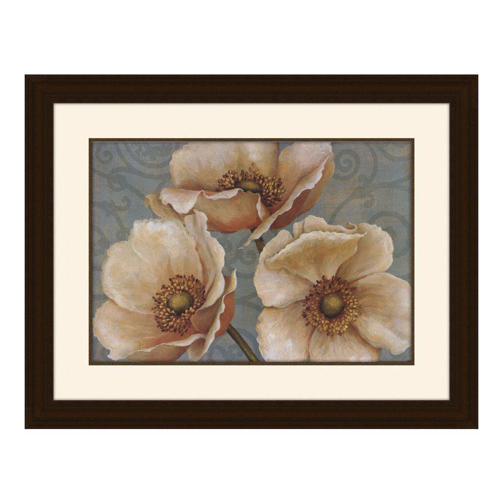 Cuadro Decorativo de 38 x 50 cm Diseño Flores Beige con Fondo Abstracto