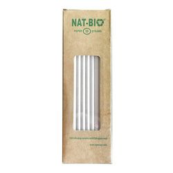 Pajilla Biodegradable Blanco 50U - Nat-bio