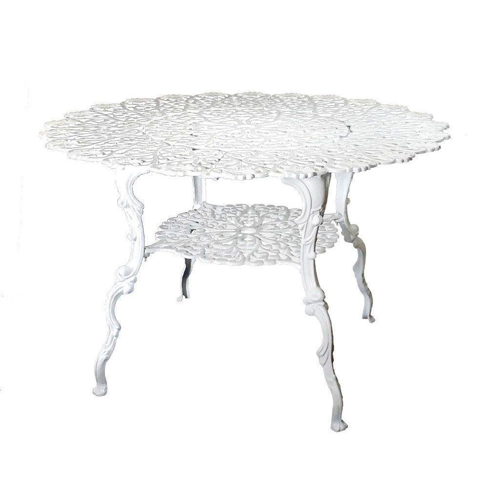 Mesa de Aluminio Diseño Redondo Margarita 104 cm Color Blanco