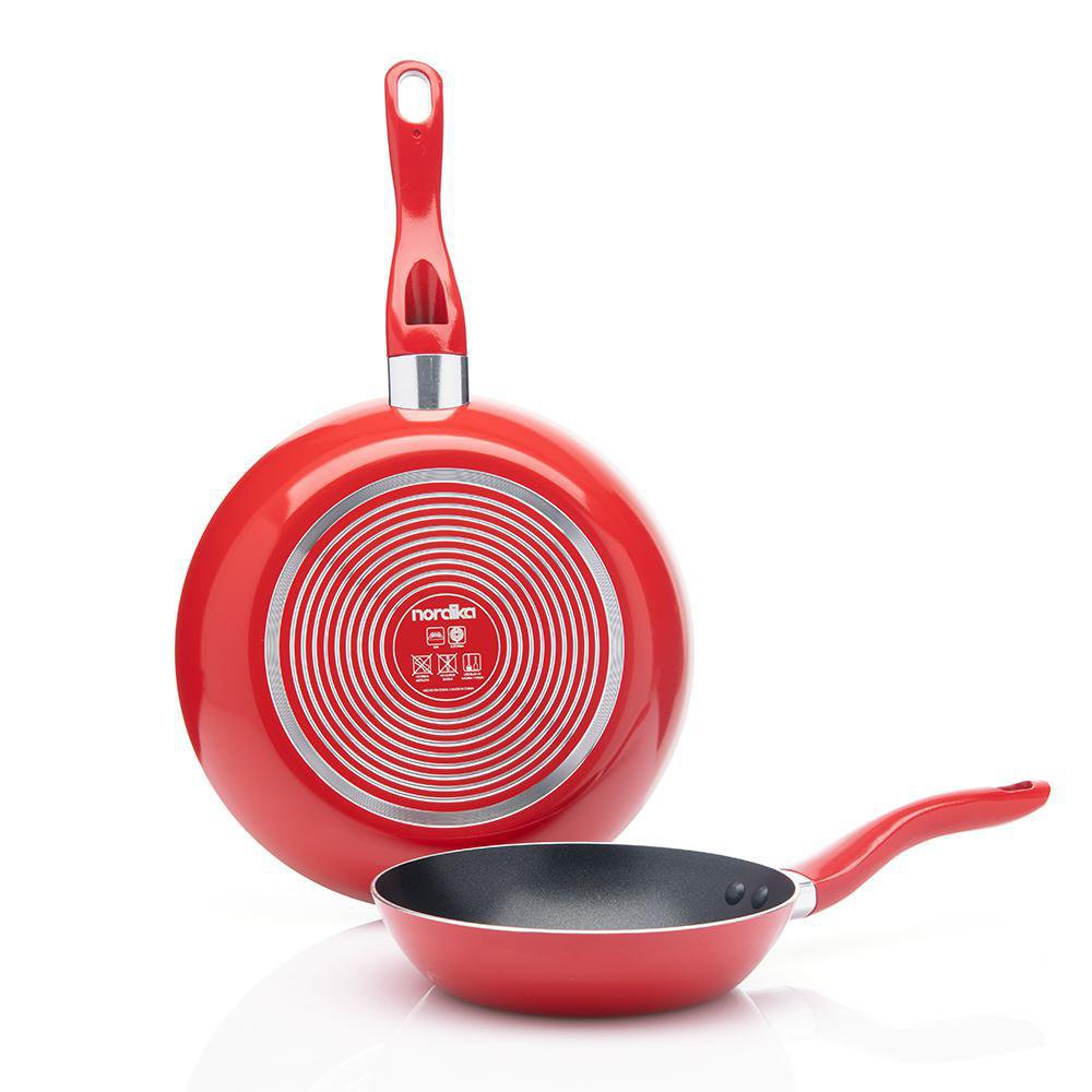 Set de 2 Sartenes Antiadherentes de Aluminio 18 y 24 cm Color Rojo