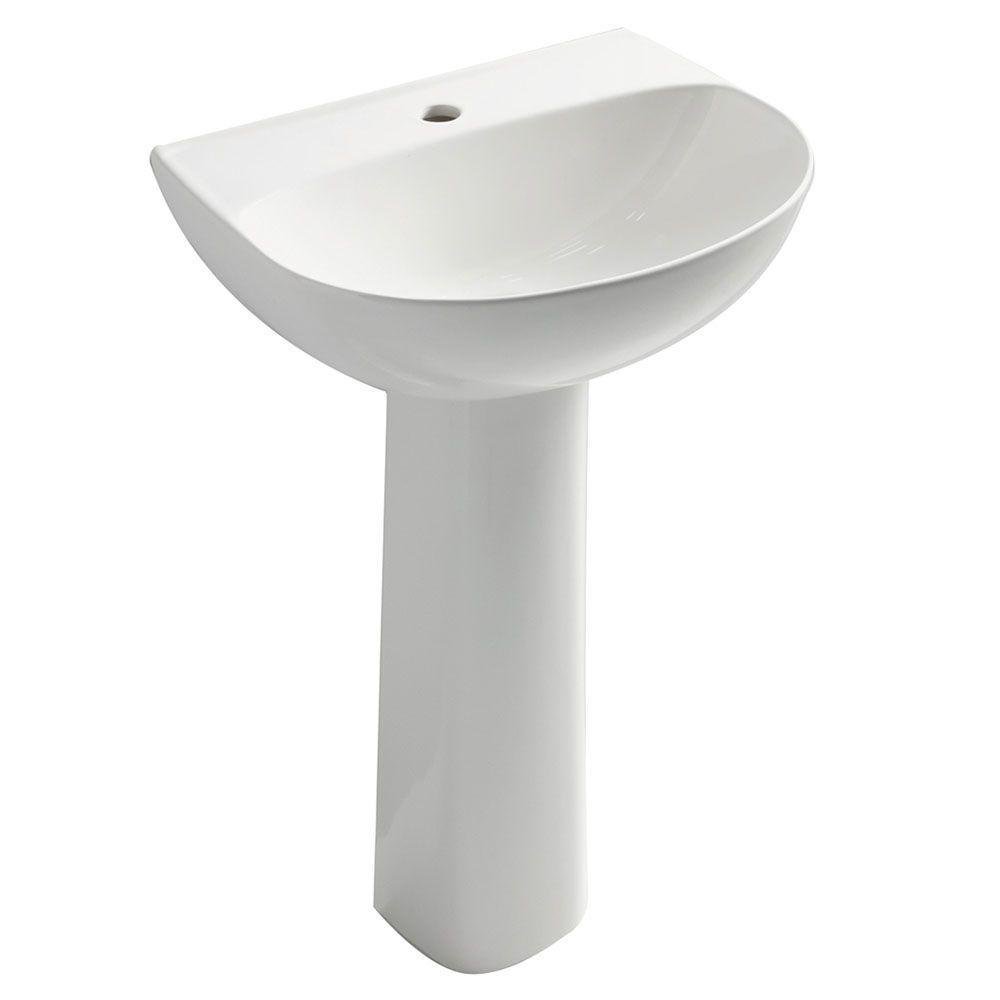 Lavamanos con Pedestal Manantial Cerámico Color Blanco