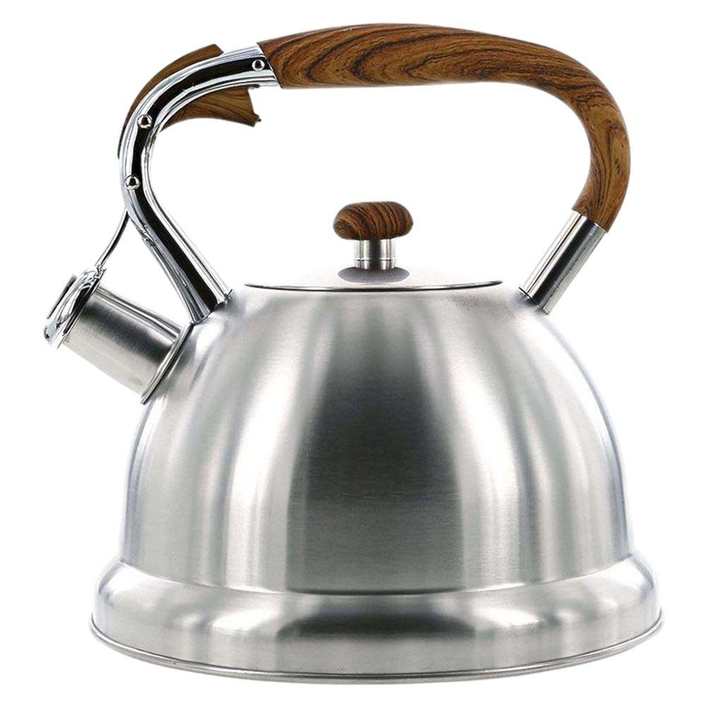 Tetera de Acero Inoxidable con Asa Tipo Madera 3.2 L Color Plateado