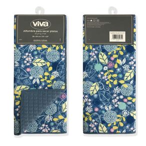 Alfombra Para Secar Platos Flor Azul 50X38 Cm - Viva