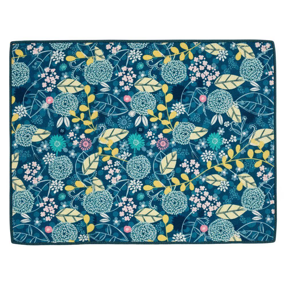 Alfombra para Secar Platos 50 x 38 cm de Tela Diseño Floral Color Azul Alfombra para Secar…